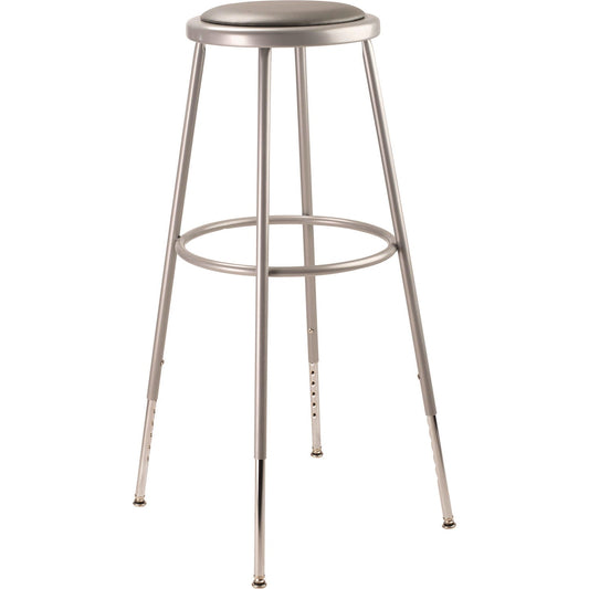 NPS® 6400 Series Height Adjust Heavy Duty Vinyl Padded Steel Stool, Backless, Support 500lb, 30.5" to 38.5" Height, Gray Seat/Base