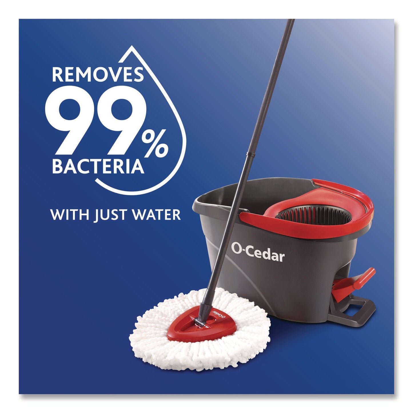 O-Cedar® EZWring Spin Mop System, White Microfiber Head, Up to 51" Adjustable Red/Gray Handle