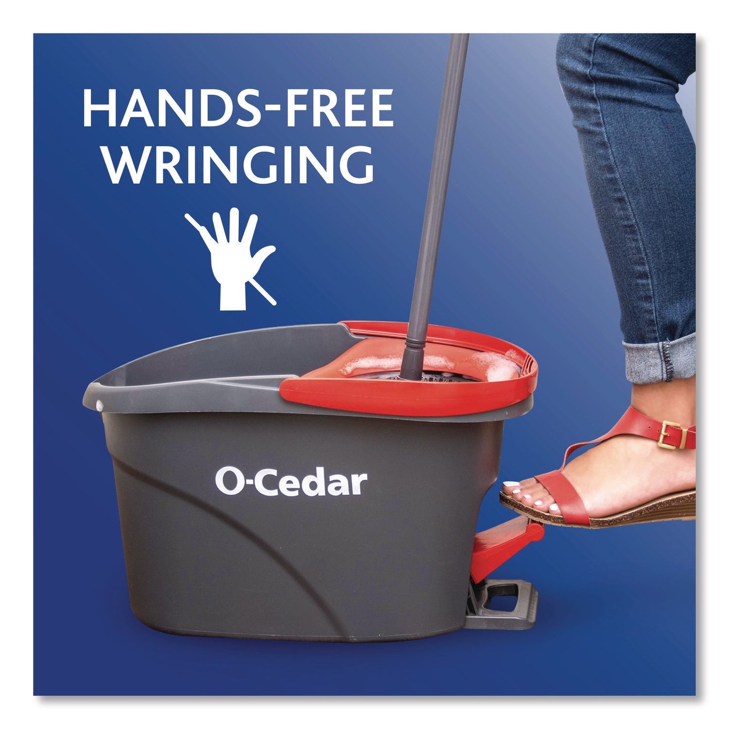 O-Cedar® EZWring Spin Mop System, White Microfiber Head, Up to 51" Adjustable Red/Gray Handle