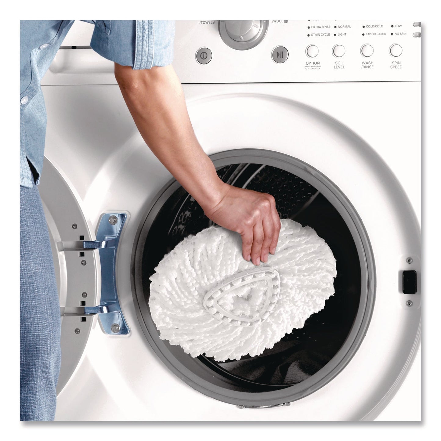 O-Cedar® EZWring Spin Mop System, White Microfiber Head, Up to 51" Adjustable Red/Gray Handle