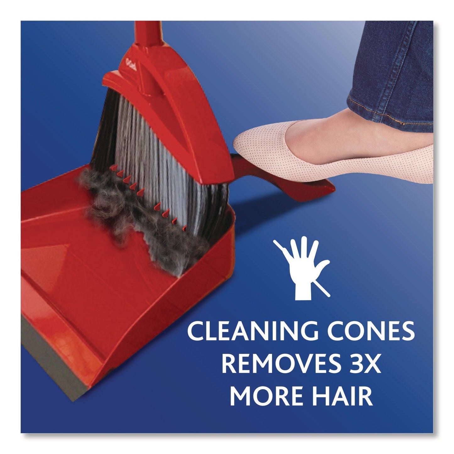 O-Cedar® PowerCorner Pet Pro Broom and Step-On Dust Pan, 48" Handle, Red/Black/Gray