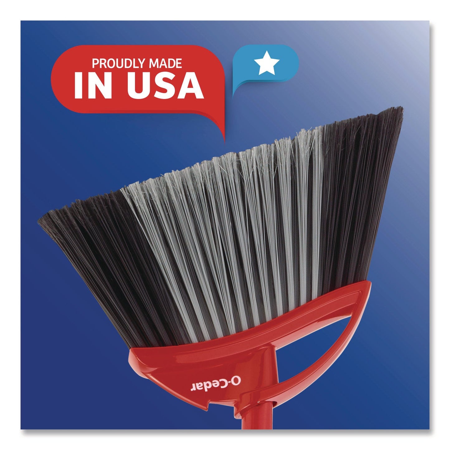 O-Cedar® PowerCorner Pet Pro Broom and Step-On Dust Pan, 48" Handle, Red/Black/Gray