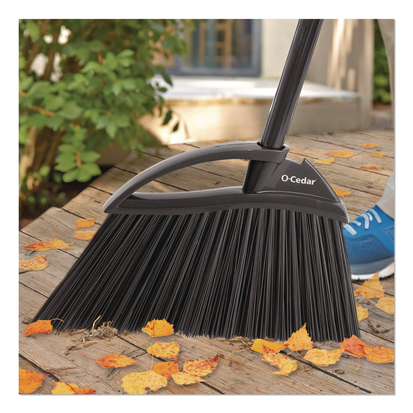 O-Cedar® Outdoor PowerCorner Angle Broom, 48" Handle, Black/Gray