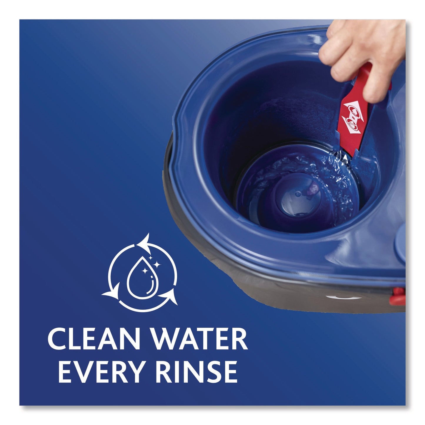 O-Cedar® EZWring RinseClean Spin Mop System, Blue/White Microfiber Head, Up to 51" Adjustable Red/Gray Handle