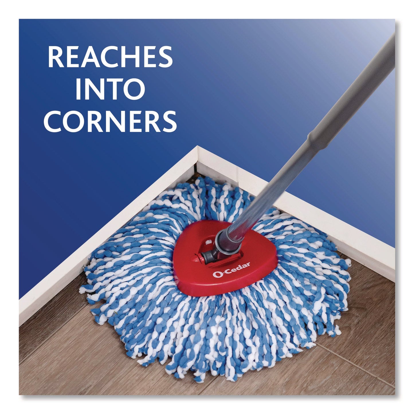 O-Cedar® EZWring RinseClean Spin Mop System, Blue/White Microfiber Head, Up to 51" Adjustable Red/Gray Handle