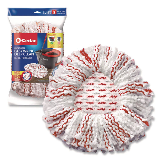 O-Cedar® EZWring Deep Clean Refill, Patented Microfiber, Custom Size for EZ Wring Mop Systems, Red/White, 4/Carton