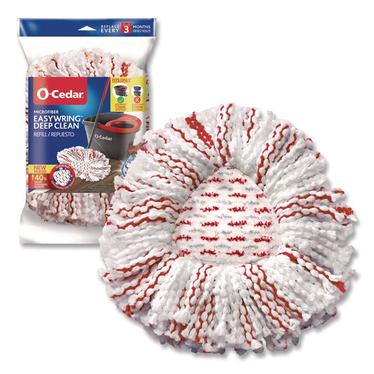 O-Cedar® EZWring Deep Clean Refill, Microfiber, Custom size for EZ Wring Mop System, Red/White