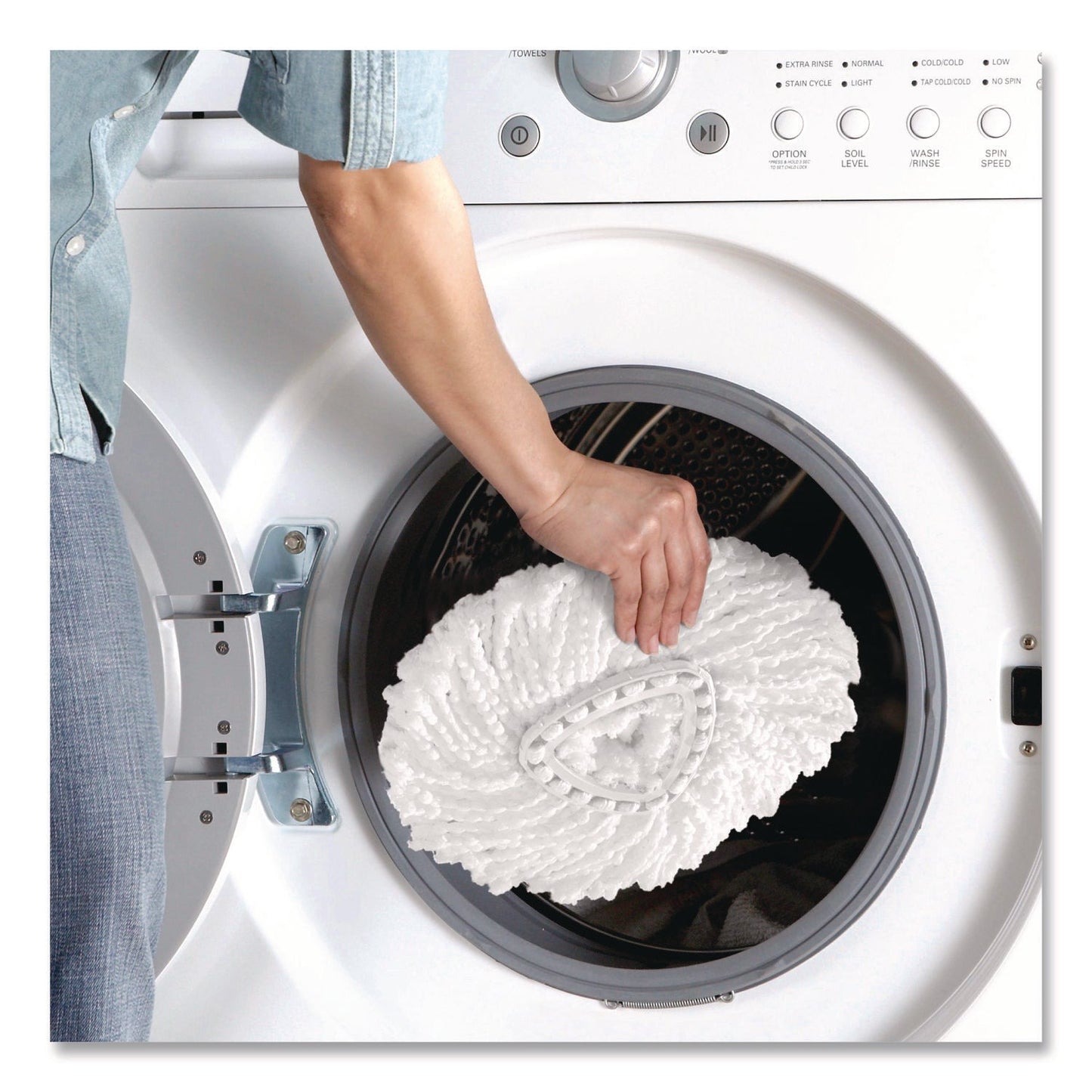O-Cedar® EZWring Spin Mop Refill, Patented Microfiber, Custom Size for EZ Wring Mop Systems, White, 2/Pack, 4 Packs/Carton