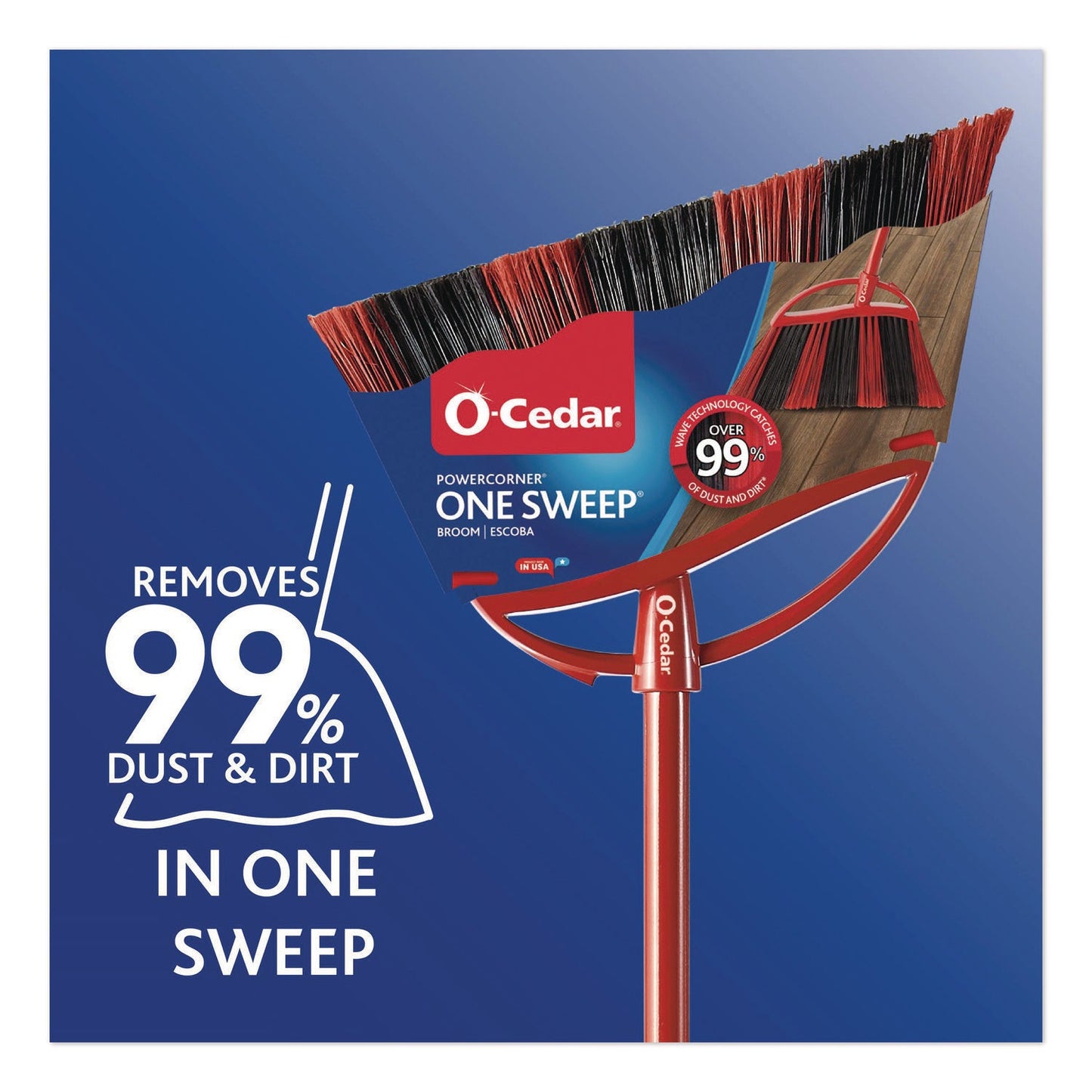 O-Cedar® One Sweep Large Broom, 48" Handle, Red/Black/Gray