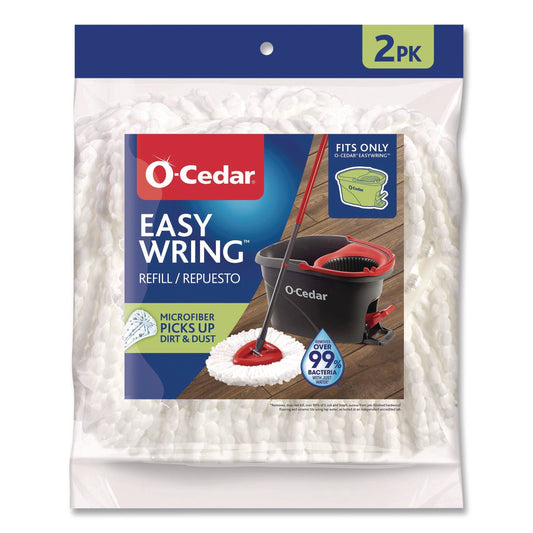 O-Cedar® EZWring Spin Mop Refill, Patented Microfiber, Custom Size for EZ Wring Mop Systems, White, 2/Pack, 4 Packs/Carton