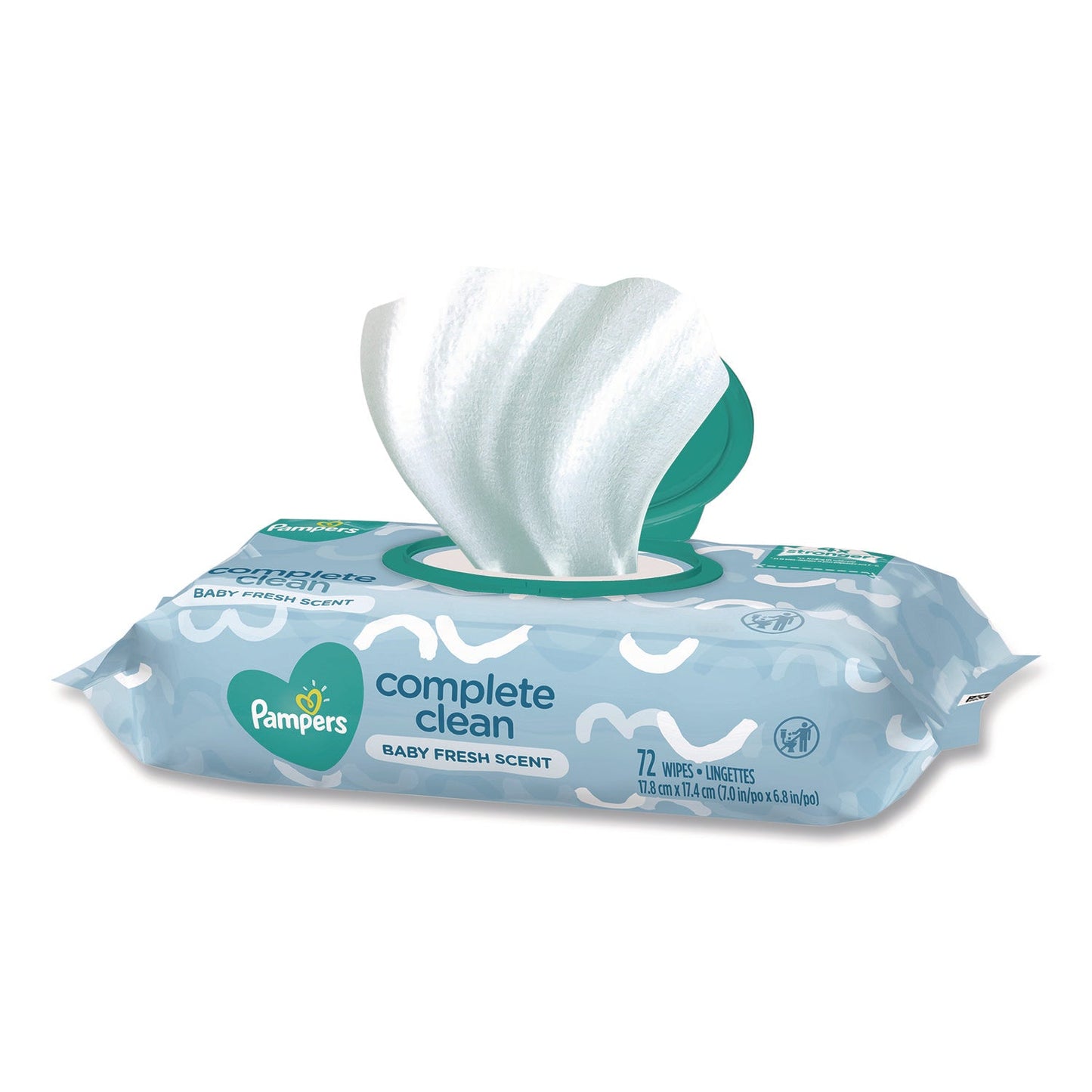 Pampers® Complete Clean baby Wipes, 1-Ply, 6.8 x 7, Baby Fresh, White, 72/Pack