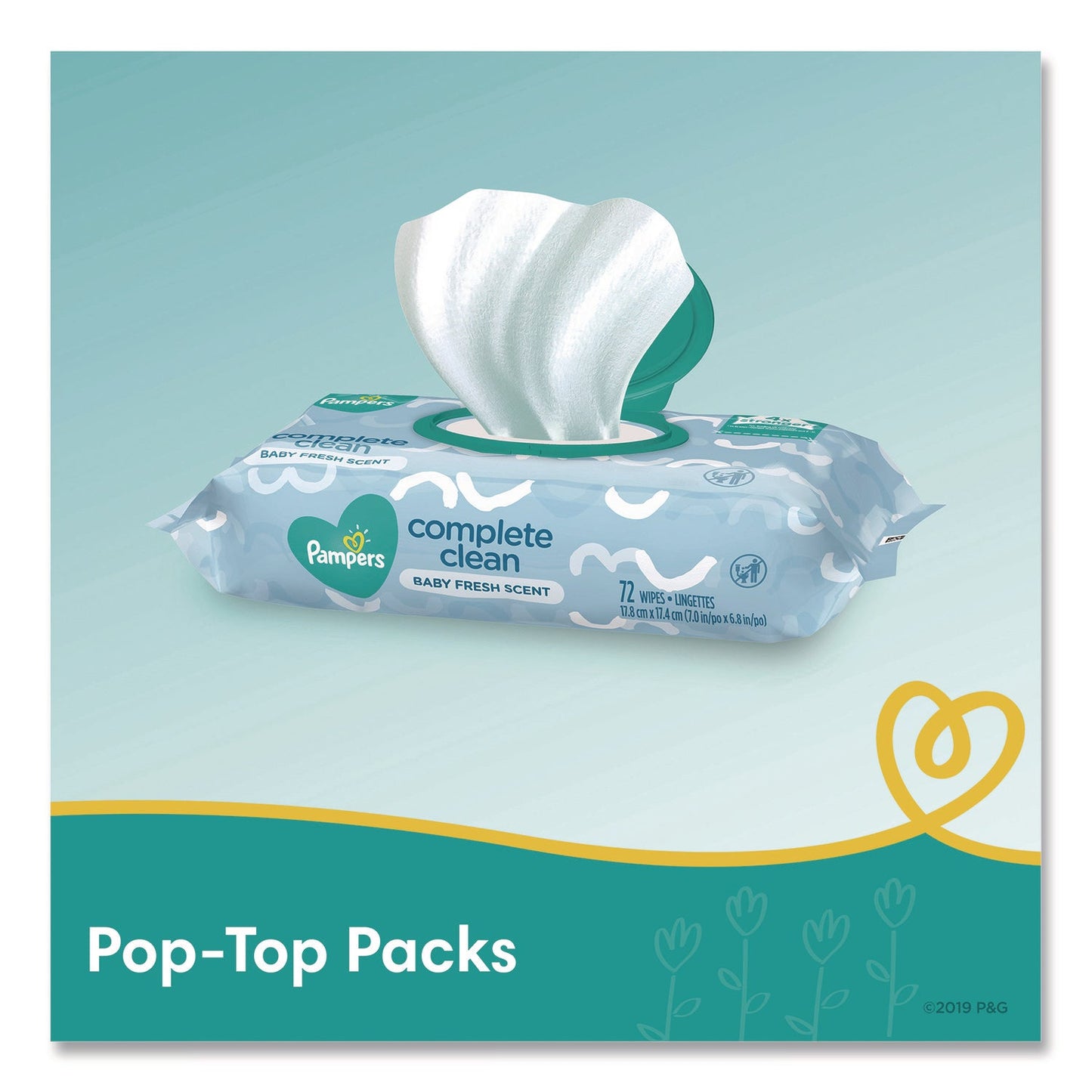 Pampers® Complete Clean baby Wipes, 1-Ply, 6.8 x 7, Baby Fresh, White, 72/Pack