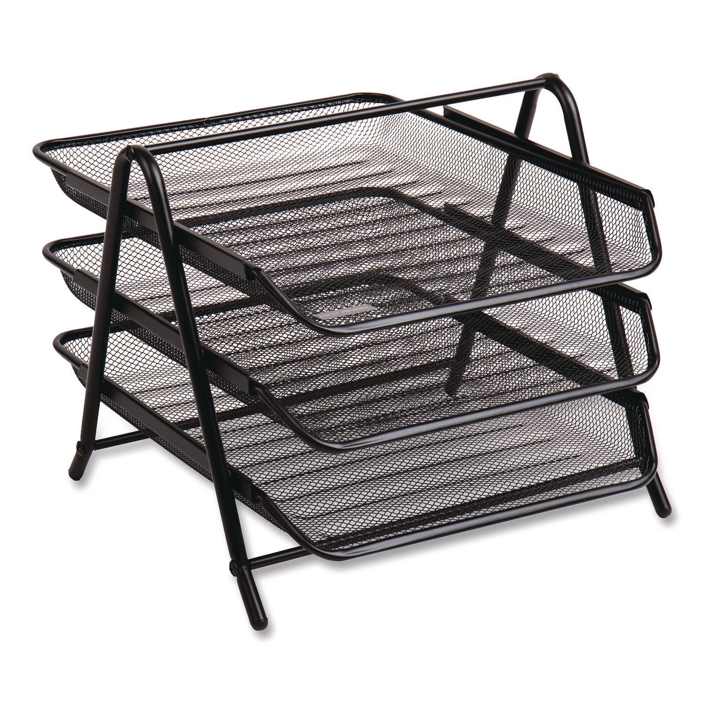 Mind Reader Tiered Metal Mesh Desk Tray Organizer, 3-Tier, Letter Size, 11.5 x 13.75 x 10, Black
