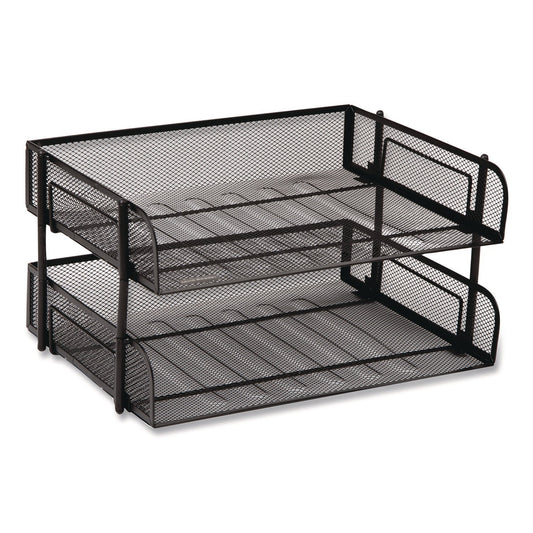 Mind Reader Stackable Paper Desk Tray Organizer, Letter Size, 10 x 13.5 x 2.5, Black, 2/Pack