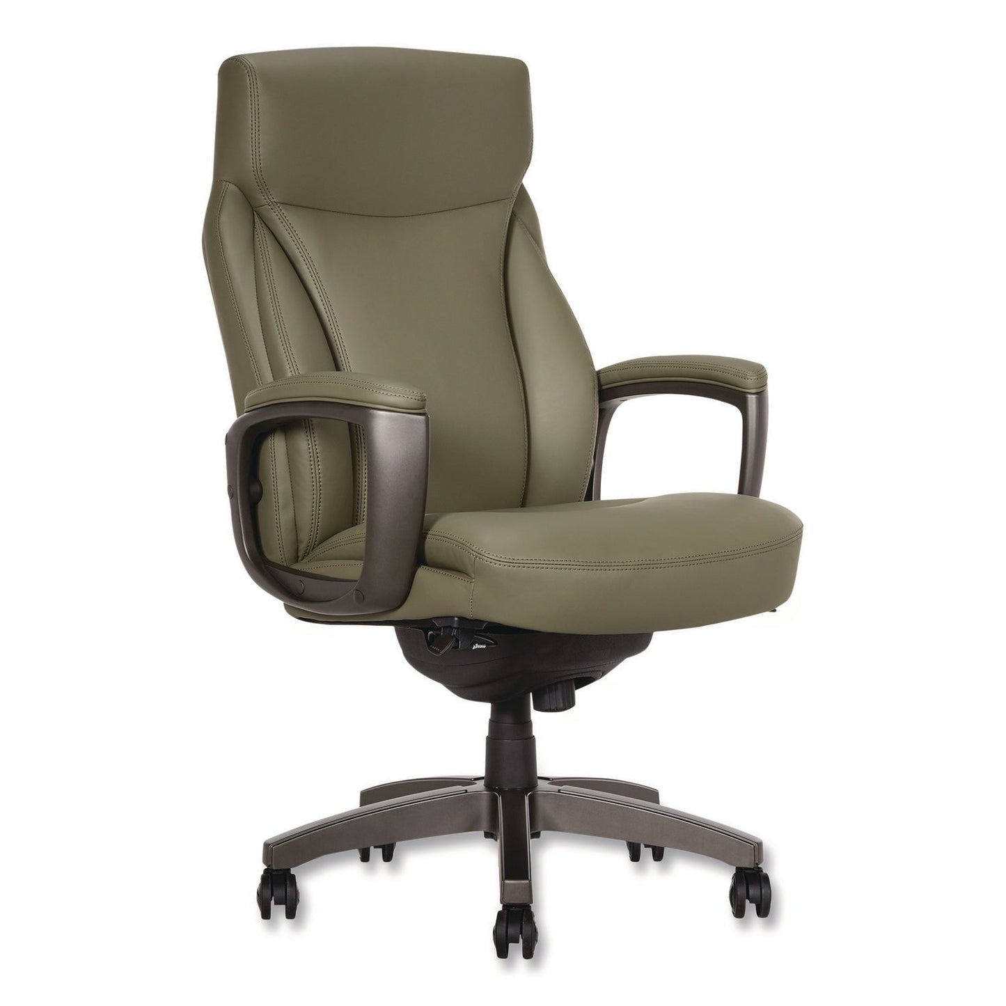 La-Z-Boy® Arcadian Bonded Leather Executive Chair, Supports Up to 275 lb, 19" x 22" Seat Height, Olive Back/Seat, Gray/Black Base