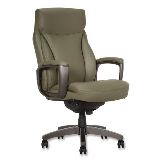 La-Z-Boy® Arcadian Bonded Leather Executive Chair, Supports Up to 275 lb, 19" x 22" Seat Height, Olive Back/Seat, Gray/Black Base