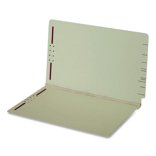 Pendaflex® Colored Pressboard End Tab Fastener Folders, 2 Fasteners, Legal Size, Light Green Exterior, 25/Box