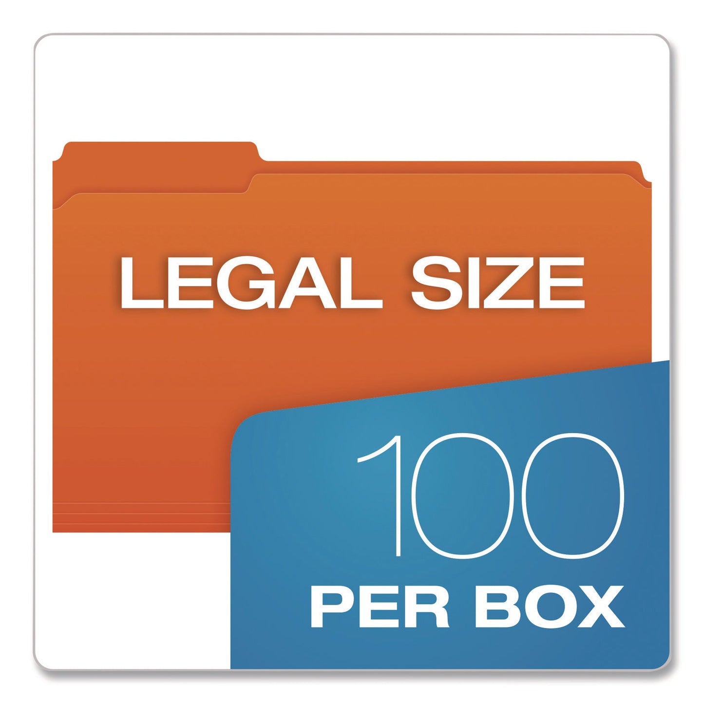 Pendaflex® Colored File Folders with Grid-Ruled Interiors, 1/3-Cut: Assorted Positions, Legal Size, Bright Orange/White, 100/Box