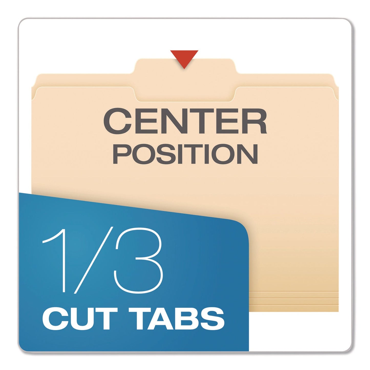 Pendaflex® Reinforced Top Tab Manila File Folders, 1/3-Cut Tabs: Center Position, Letter Size, Manila, 100/Box