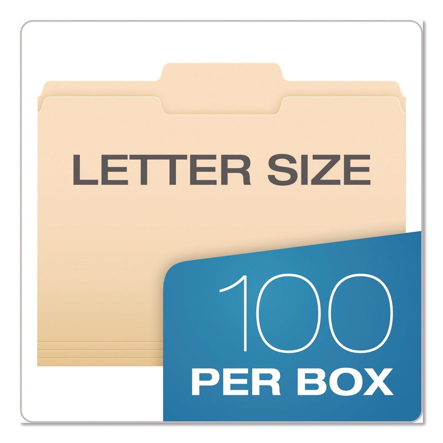 Pendaflex® Reinforced Top Tab Manila File Folders, 1/3-Cut Tabs: Center Position, Letter Size, Manila, 100/Box