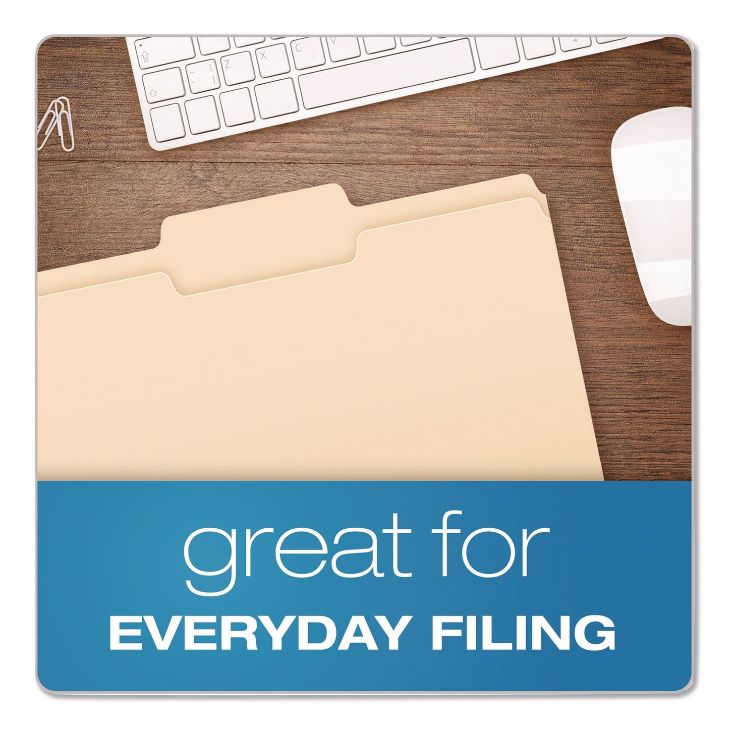 Pendaflex® Reinforced Top Tab Manila File Folders, 1/3-Cut Tabs: Center Position, Letter Size, Manila, 100/Box