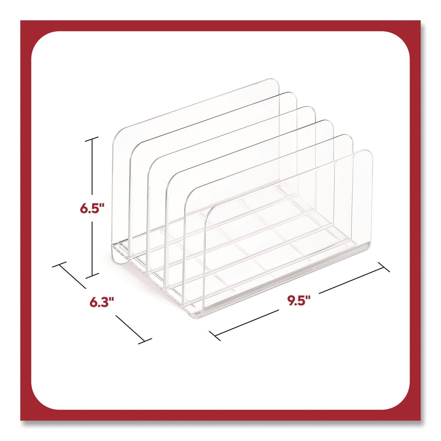 TRU RED™ 5-Compartment Plastic Incline Sorter, 8.5 x 11 Size, 6.26 x 9.49 x 6.5, Clear