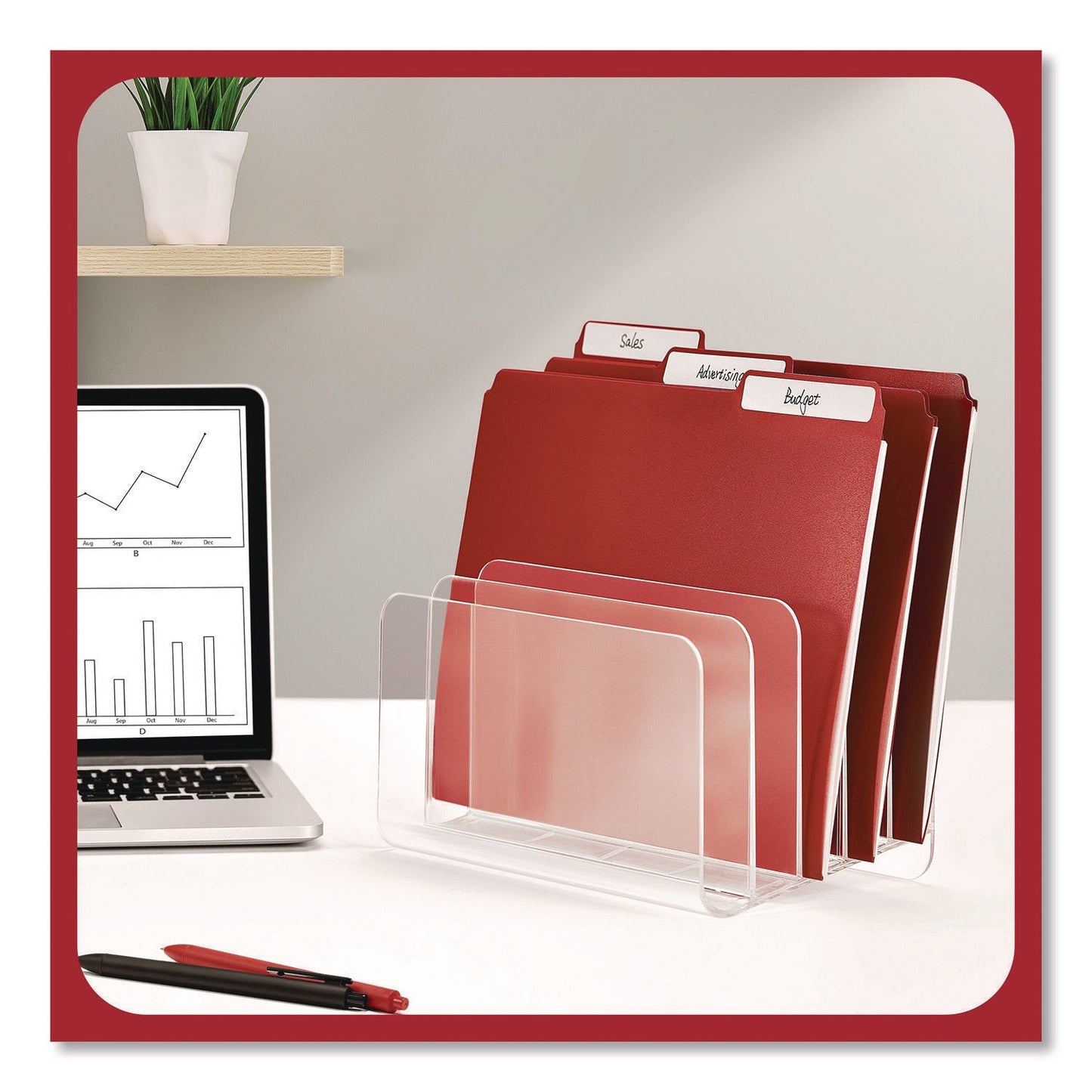 TRU RED™ 5-Compartment Plastic Incline Sorter, 8.5 x 11 Size, 6.26 x 9.49 x 6.5, Clear