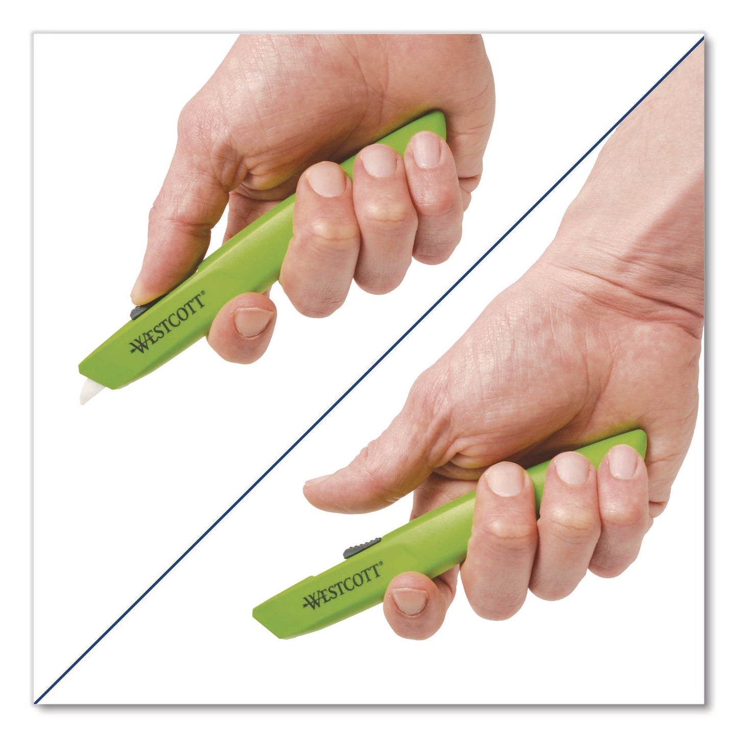 Westcott® Full-Size Safety Cutter, ABS Handle, Green, 12/Pack