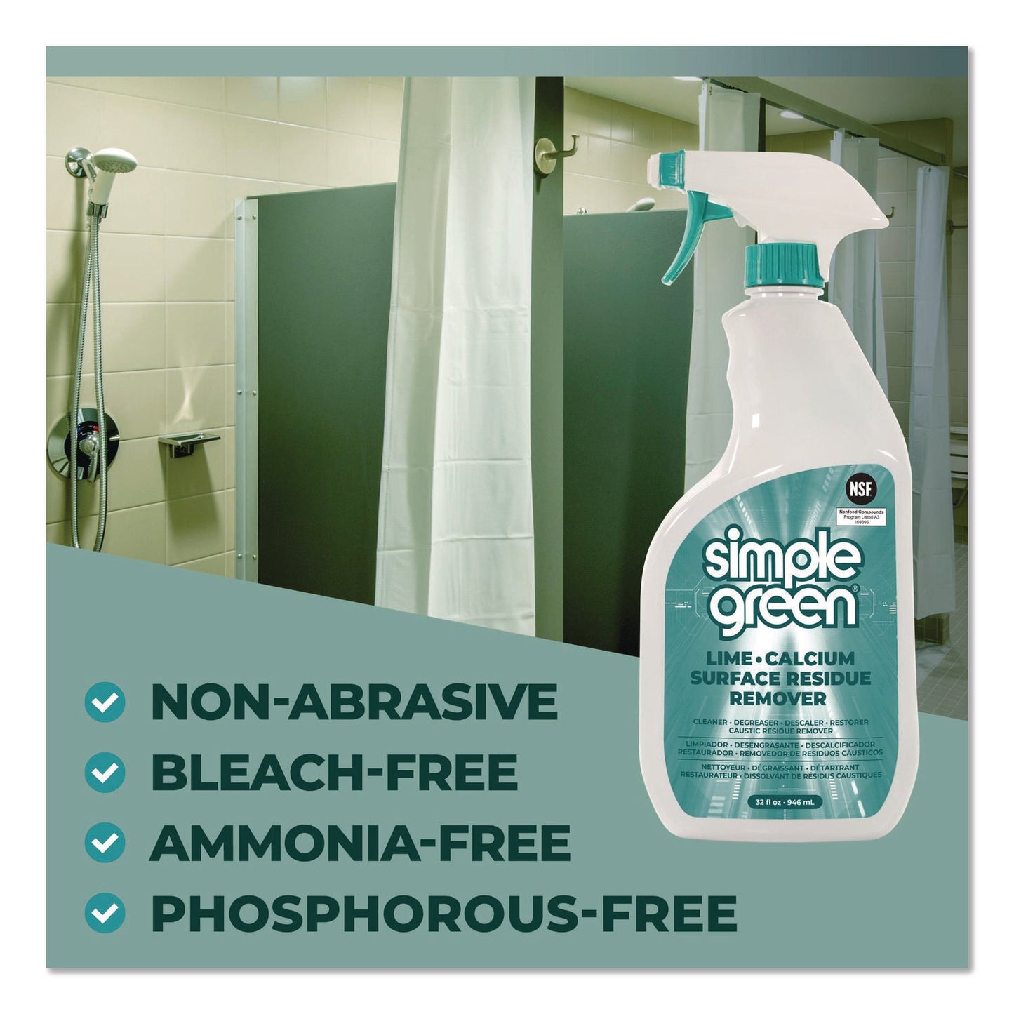 Simple Green® Lime Calcium Surface Residue Remover, 32 oz Spray Bottle, 12/Carton