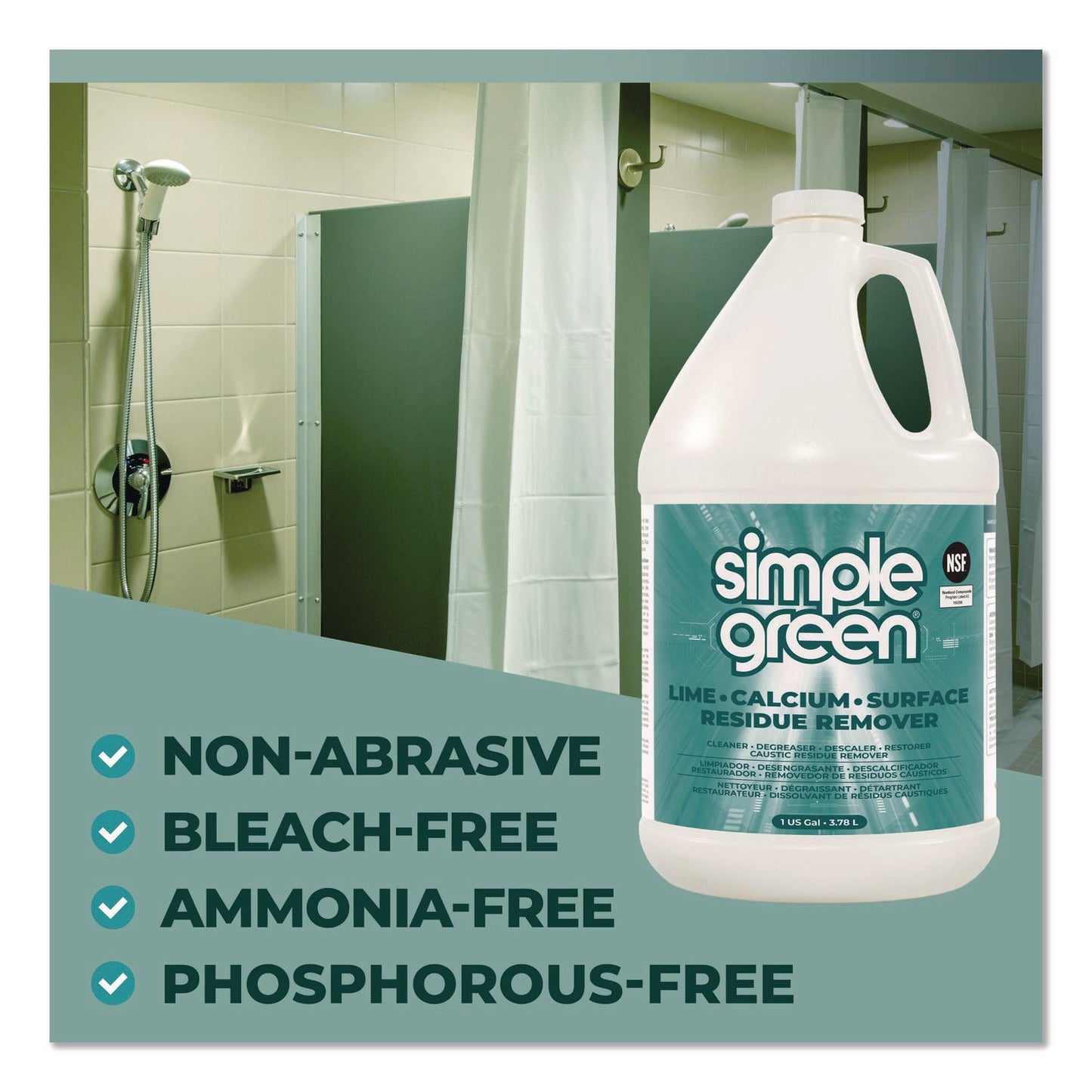 Simple Green® Lime Calcium Surface Residue Remover, 1 gal Bottle, 6/Carton