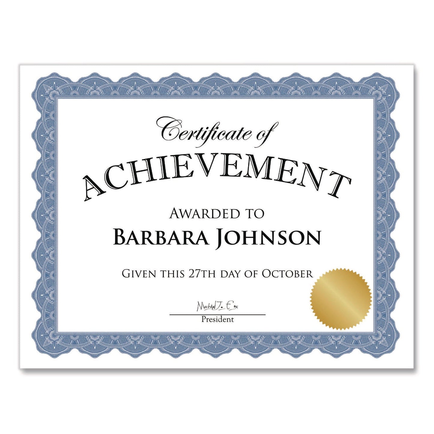 Geographics® Award Certificates, 8.5 x 11, White with Braided Blue Border, 25/Pack