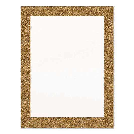 Royal Brites Glitter Poster Board, 22" x 28", Heavyweight, White with Gold Border, 25/Pack
