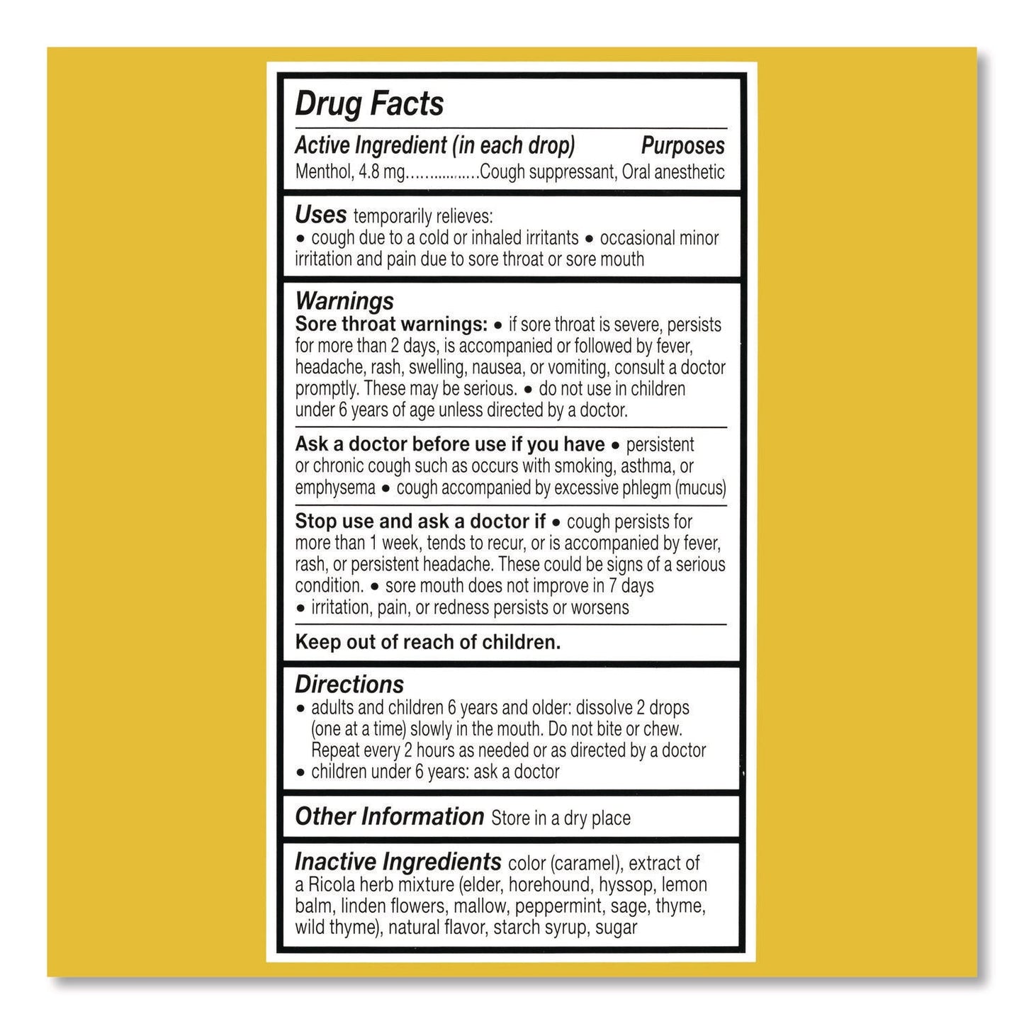 Ricola® Cough Drops, Original Herb, 65/Bag, 2 Bags/Pack