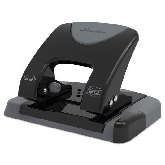 Swingline® 20-Sheet Smarttouch Two-Hole Punch, 9/32" Holes, Black/gray