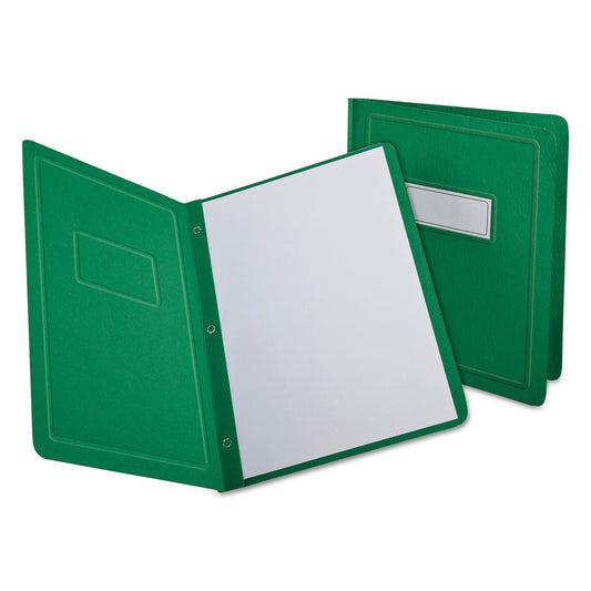 Oxford™ Title Panel And Border Front Report Cover, Three-Prong Fastener, 0.5" Capacity, 8.5 X 11, Light Green/light Green, 25/box
