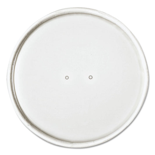 SOLO® Paper Lids for Food Containers, For 16 oz Containers, Vented, 3.9" Diameter x 0.9" h, White, 25/Bag, 20 Bags/Carton