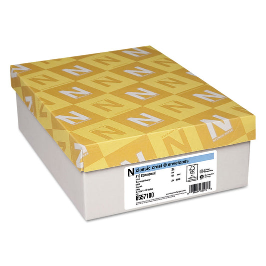 Neenah Paper Classic Crest #10 Envelope, Commercial Flap, Gummed Closure, 4.13 X 9.5, Baronial Ivory, 500/box