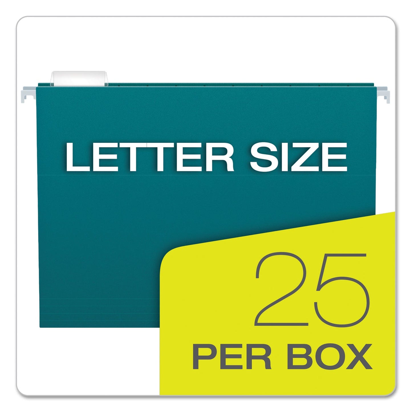 Pendaflex® Colored Hanging Folders, Letter Size, 1/5-Cut Tabs, Teal, 25/Box