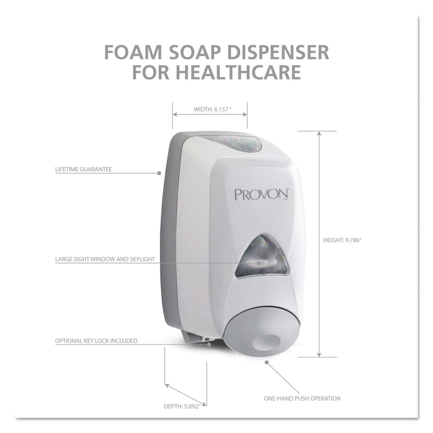 PROVON® Fmx-12t Foam Soap Dispenser, 1,250 Ml, 6.25 X 5.12 X 9.88, Dove Gray
