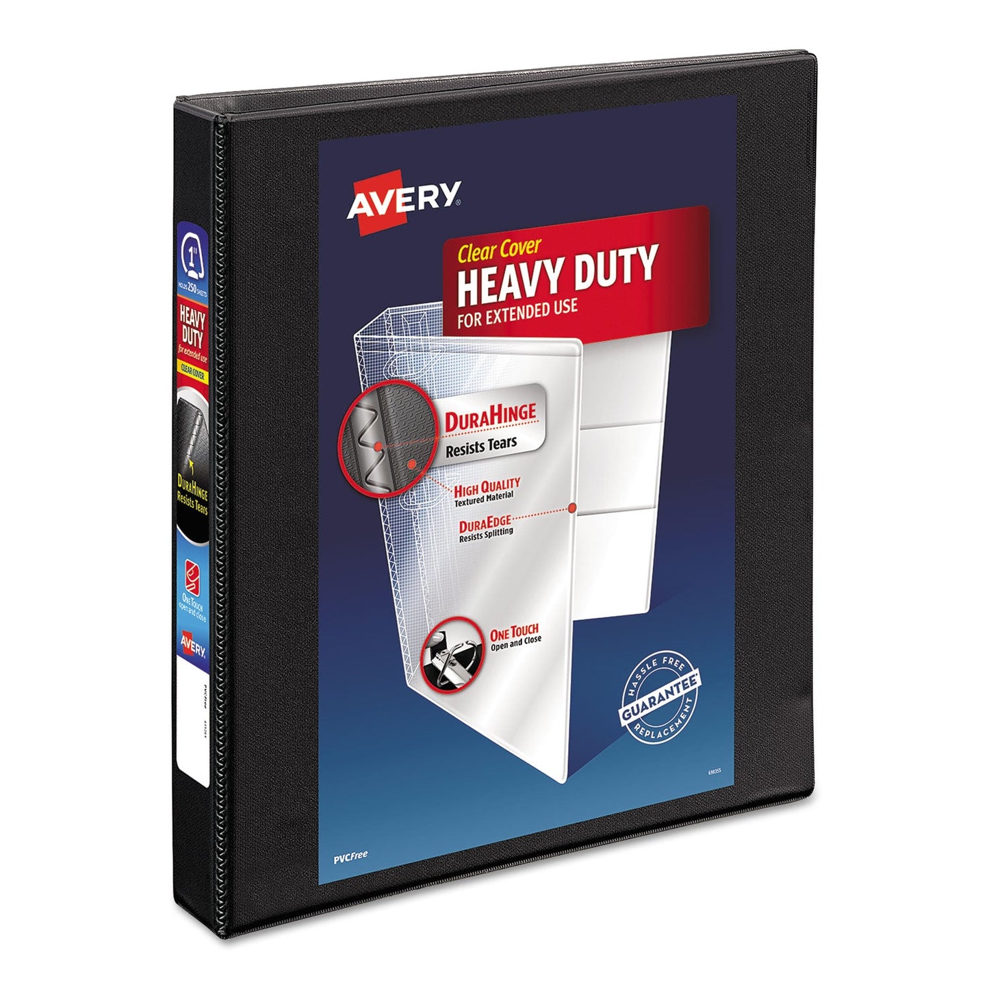 Avery® Heavy-Duty Non Stick View Binder With Durahinge And Slant Rings, 3 Rings, 1" Capacity, 11 X 8.5, Black, (5300)
