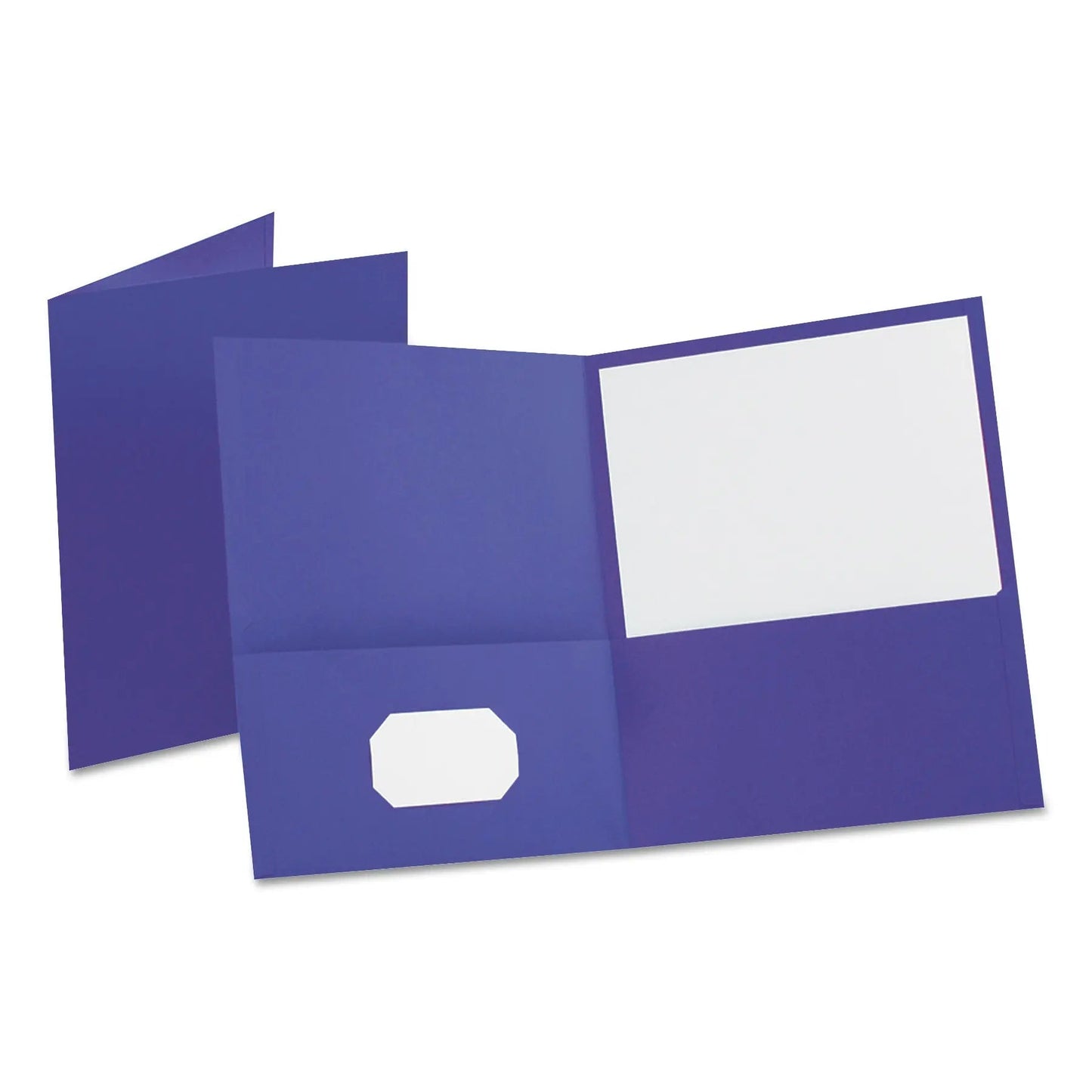 Oxford™ Leatherette Two Pocket Portfolio, 8.5 X 11, Purple/purple, 10/pack