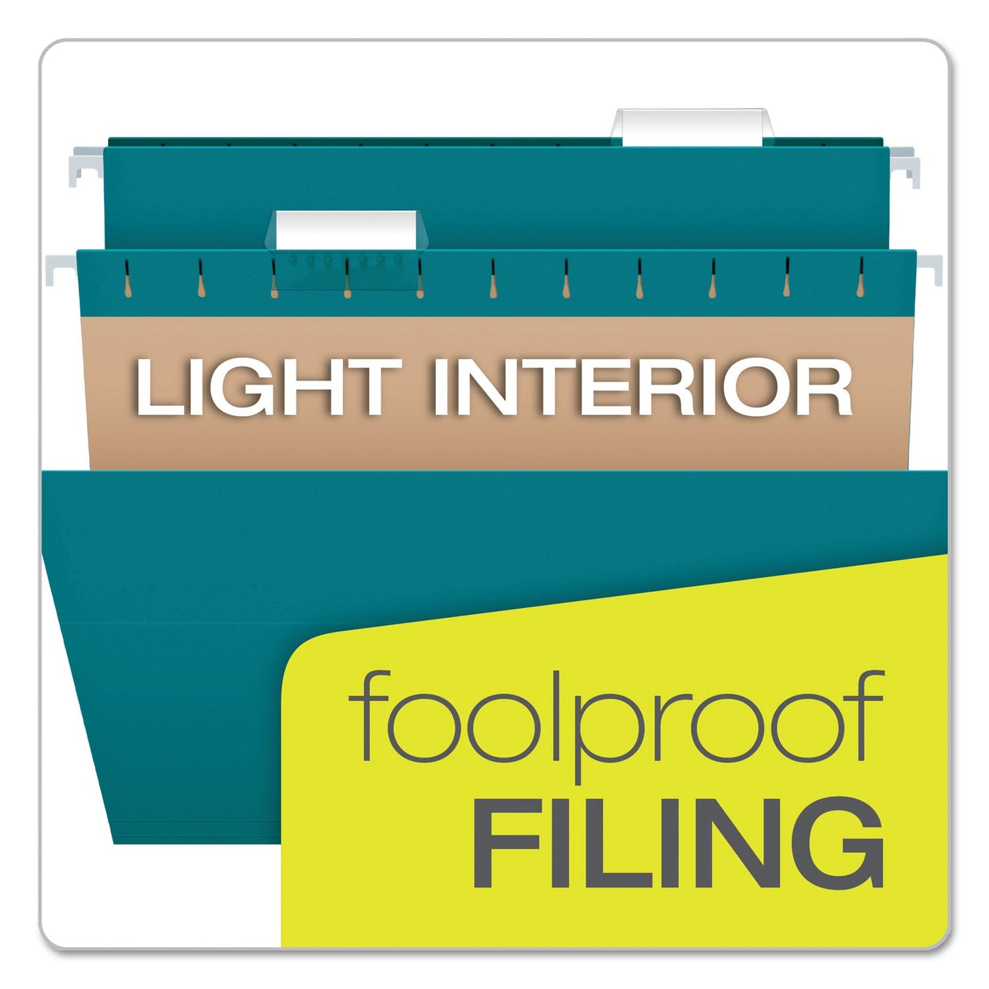 Pendaflex® Colored Hanging Folders, Letter Size, 1/5-Cut Tabs, Teal, 25/Box