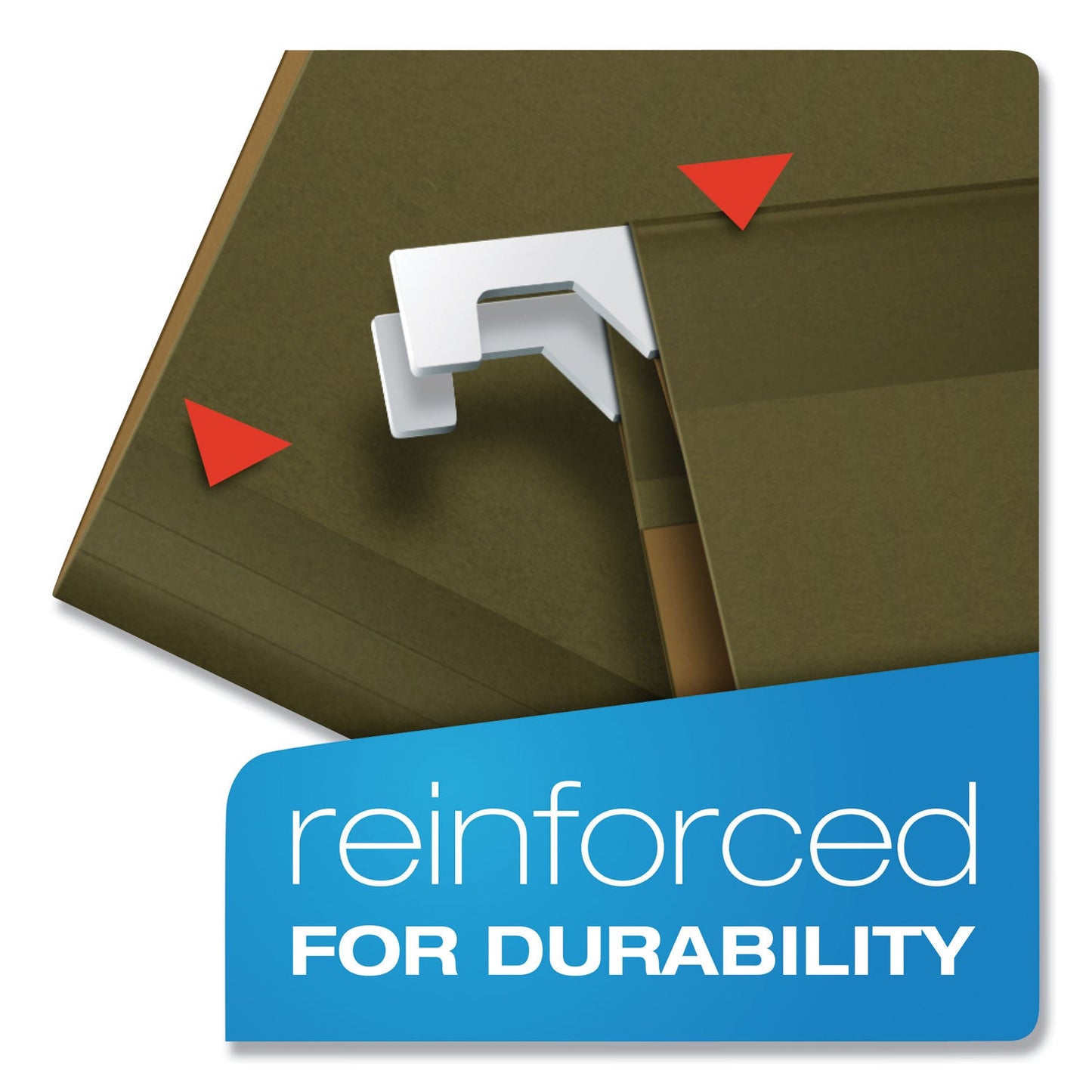 Pendaflex® Ready-Tab Reinforced Hanging File Folders, Letter Size, 1/5-Cut Tabs, Standard Green, 25/Box