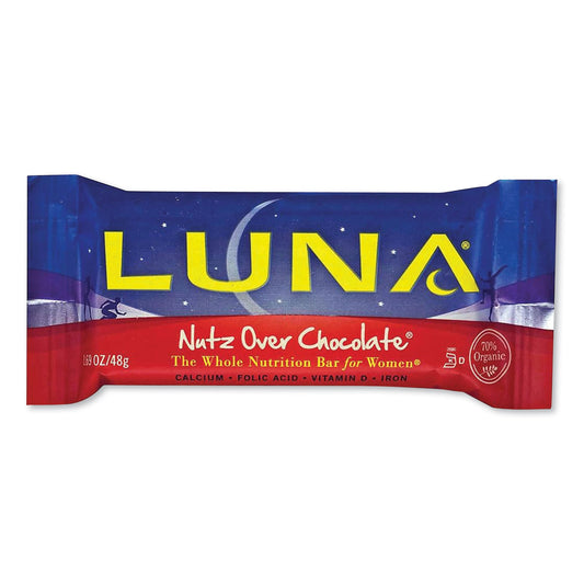 LUNA® Bar Whole Nutrition Bar, Nutz Over Chocolate, 1.69 Oz Bar, 15 Bars/box