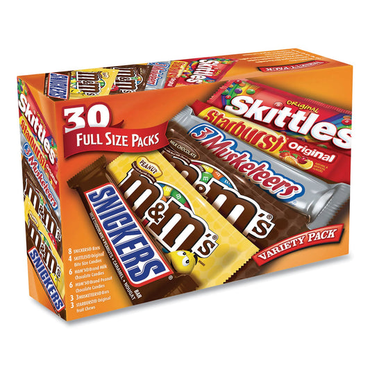MARS Full-Size Candy Bars Variety Pack, Assorted, 30/Box