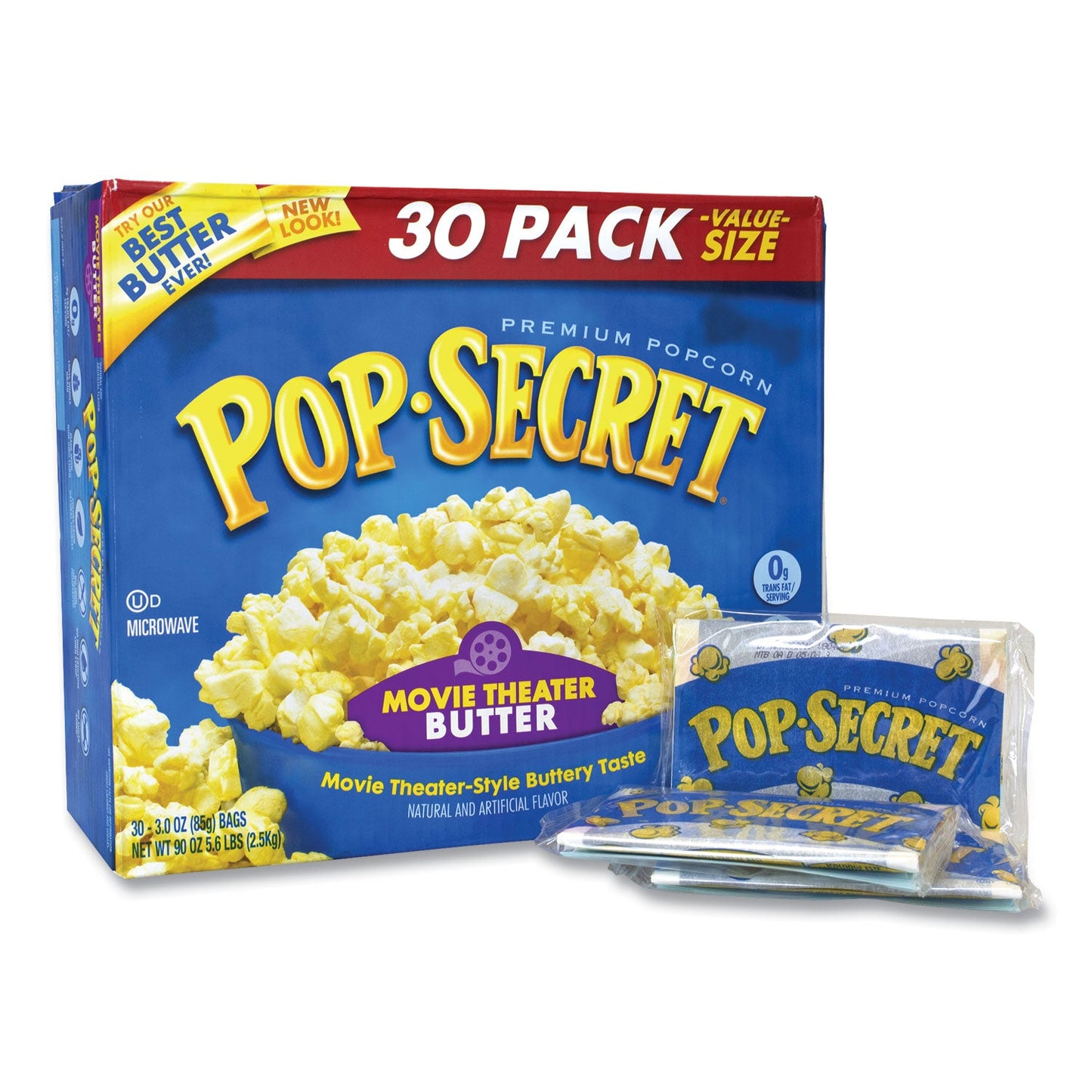 Pop Secret® Microwave Popcorn, Movie Theater Butter, 3 oz Bags, 30/Carton
