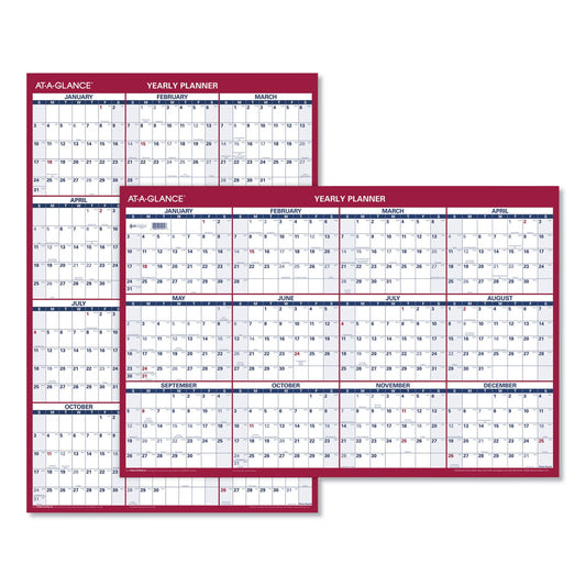 AT-A-GLANCE® Erasable Vertical/Horizontal Wall Planner, 24 x 36, White/Blue/Red Sheets, 12-Month (Jan to Dec): 2025