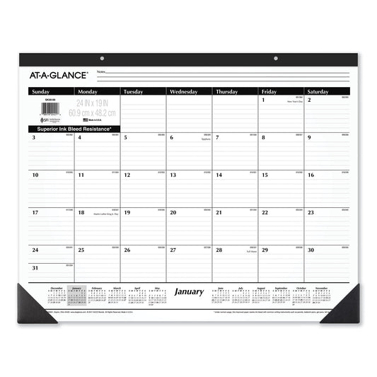 AT-A-GLANCE® Ruled Desk Pad, 24 x 19, White Sheets, Black Binding, Black Corners, 12-Month (Jan to Dec): 2025