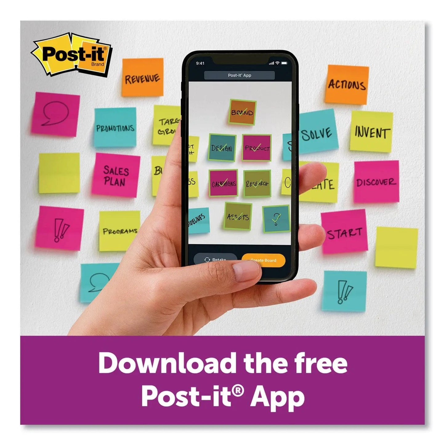 Post-it® Notes Super Sticky Self-Stick Notes 3" x 3", White, 90 Sheets/Pad, 8 Pads/Pack
