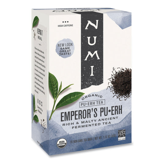 Numi® Organic Teas And Teasans, 0.125 Oz, Emperor's Puerh, 16/box